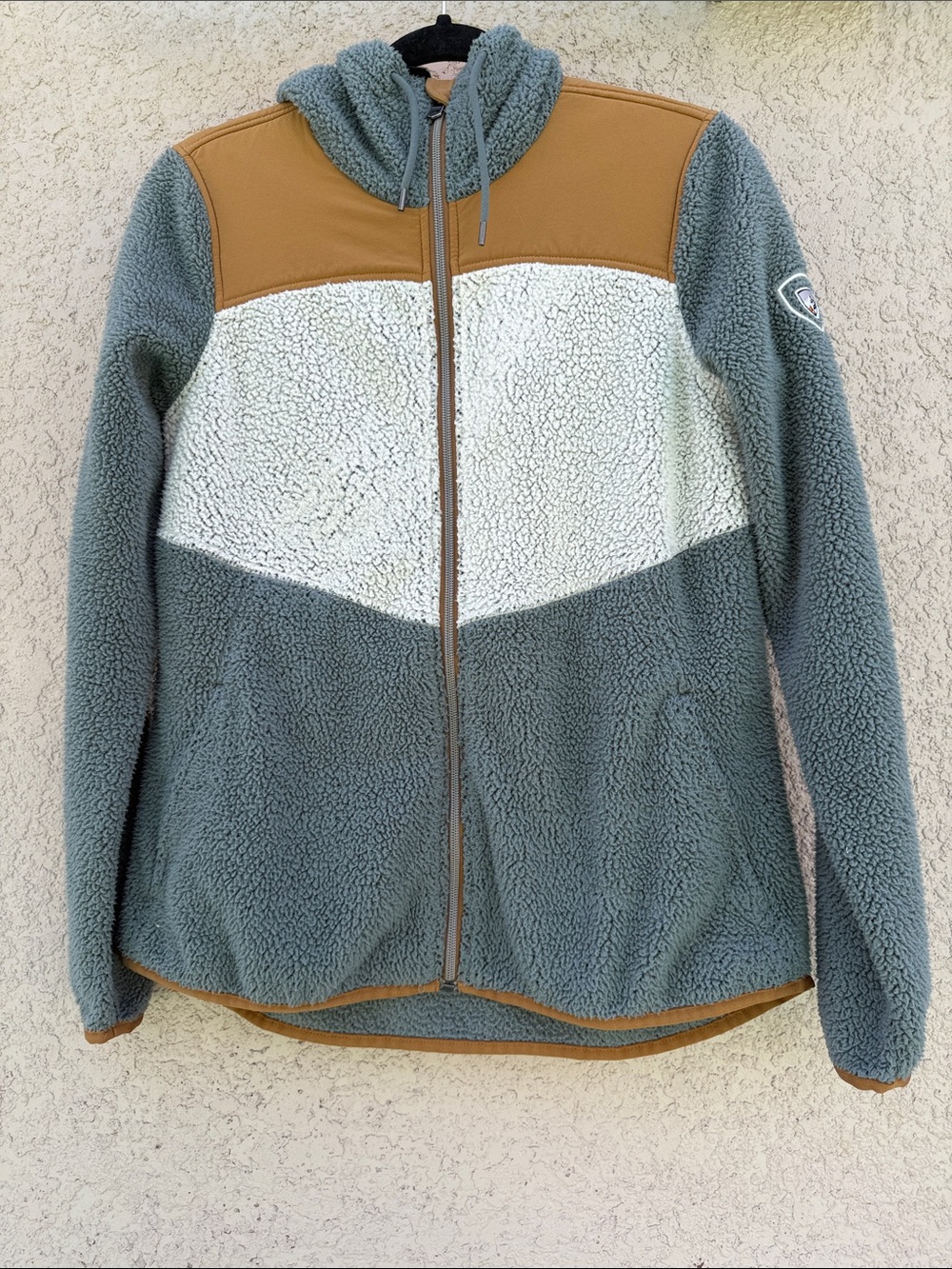 Kuhl Colorblock Teddy Jacket in Gray, Cream & Tan - Picture 2 of 15